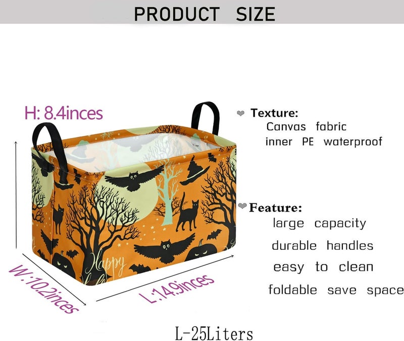 KUNRO Owl Pattern Storage Basket Gift Shelf Basket Storage Bin, Nursery Basket Organizer Box for With Handles for Room Deco - Image 2